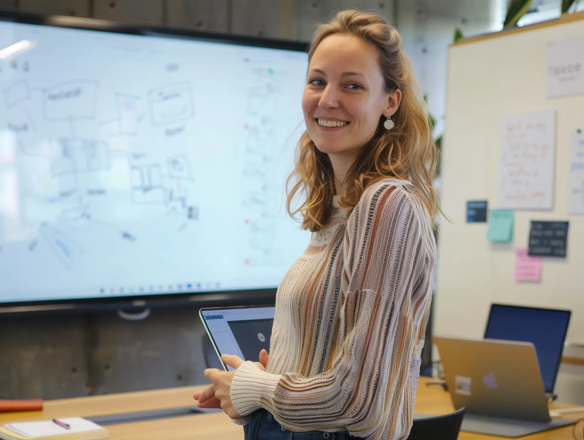 Junge Frau nutzt smarte Alltagshilfen