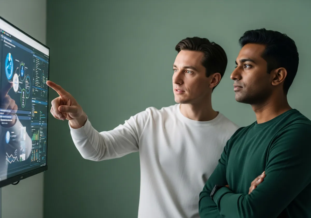 Team arbeitet mit Analyse-Software